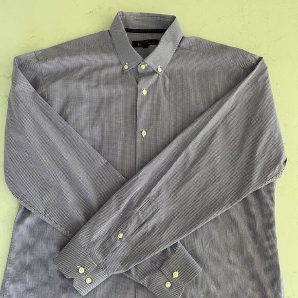Ben Sherman LS Button Down Oxford Collar Check Print Shirt Purple White Sz 165 - Picture 5 of 15